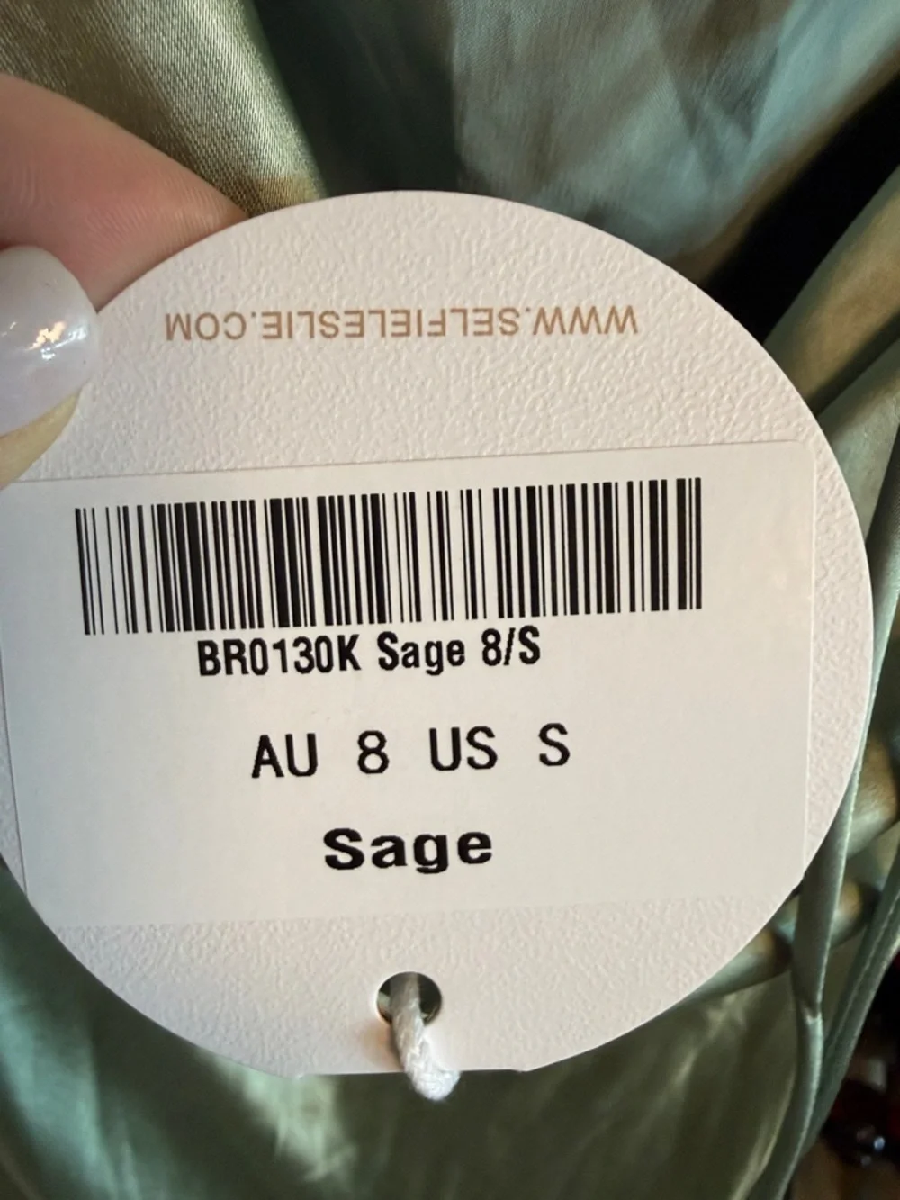 Selfie Leslie Chills Cowl Neck Satin Maxi Dress Sage Size Small - Picture 8 of 8